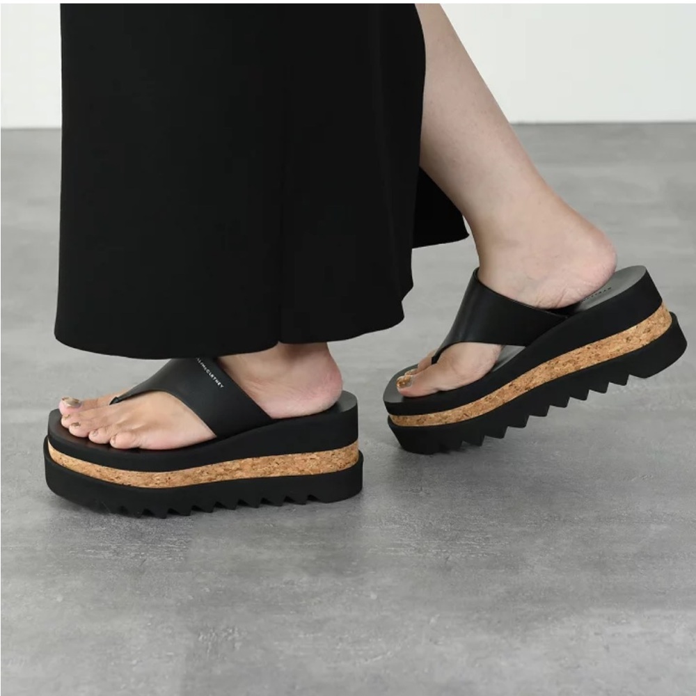 Stella McCartney Black and Tan Platform Slides